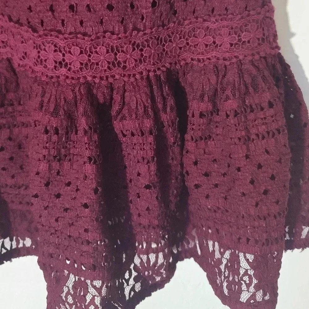 Anthro Foxiedox | Burgundy Ellie Fit & Flare Lace Dress Sz M - Picture 4 of 10